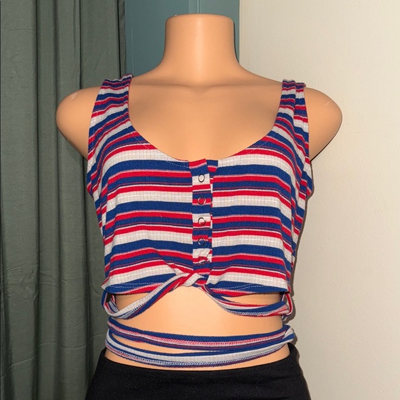 Belita Collection Tops - Vibrant Striped Knotted Tank Top